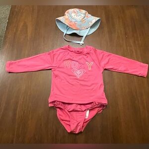 Roxy Pink Kids Rashguard Set with Hat